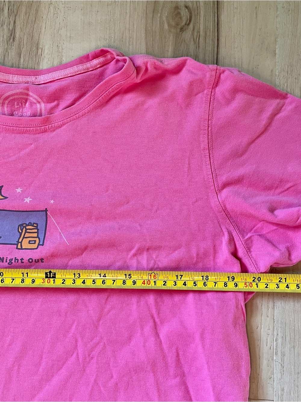 Life Is Good Girls' Night Out Pink Graphic Tee, camping, women’s size: Large - Picture 5 of 9
